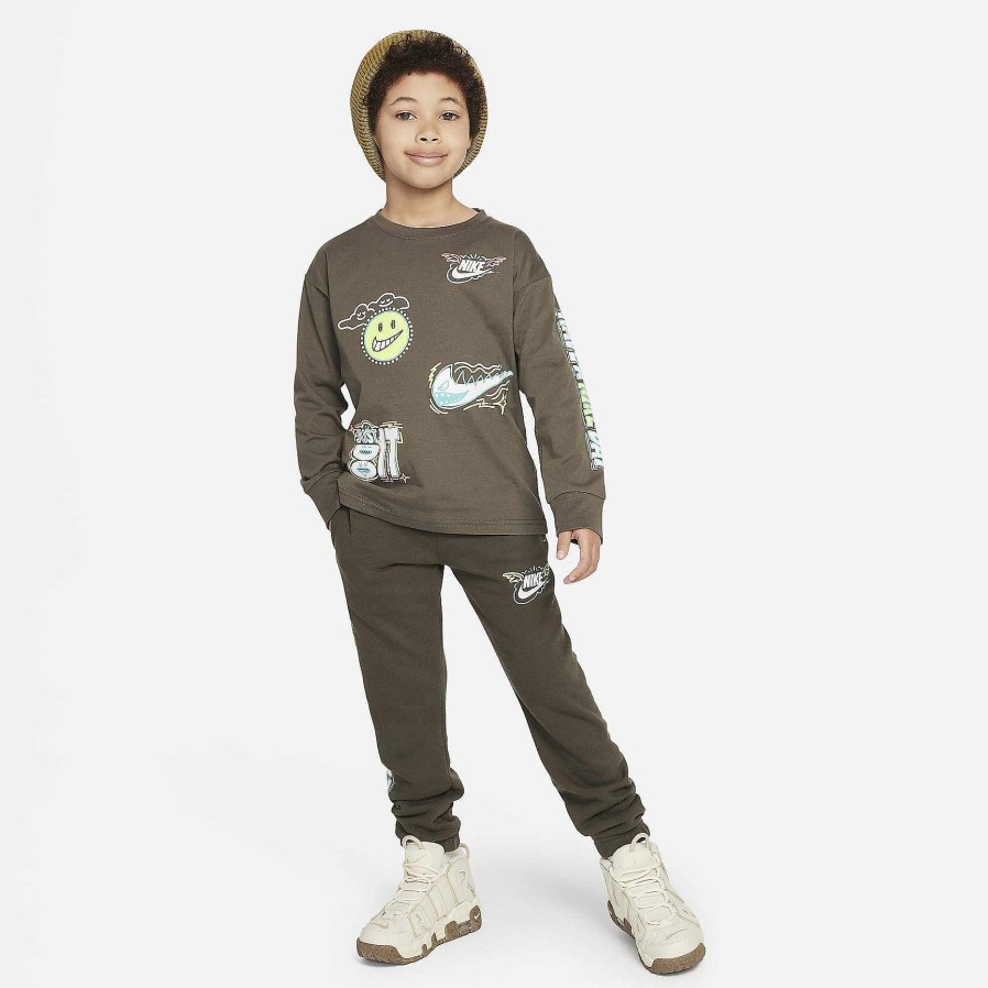 Kinderen Nike Tops En T-Shirts | Nike Sportswear 'Art Of Play' Relaxed T-Shirt Met Lange Mouwen